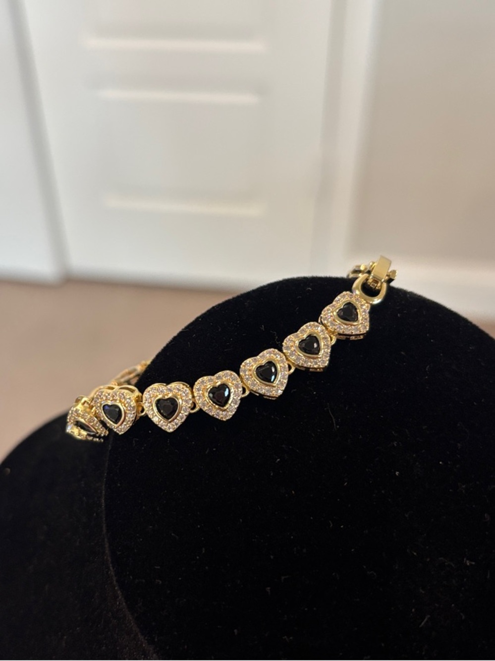 Gold Tone Heart Link Bracelet - Elegant Women’s Jewelry